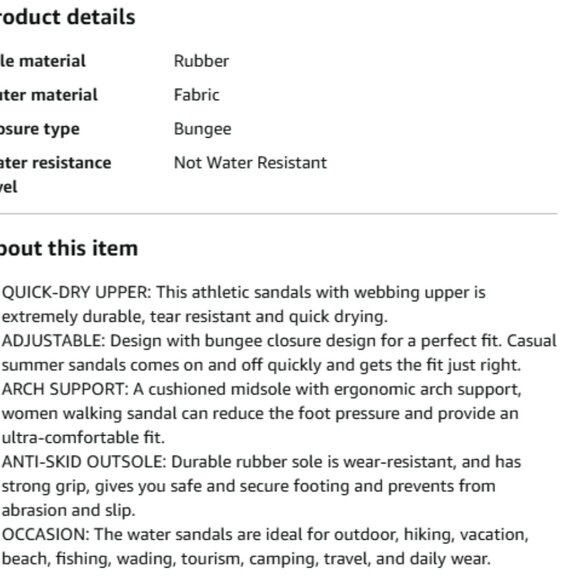 Dannto Women US 6-8.5 Sport Sandals Beige Closed Toe Water Shoes Lightweight Ath - Picture 11 of 12